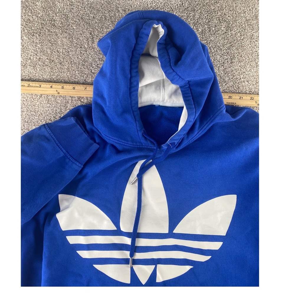 Adidas Originals Mens Warm Trefoil Logo Hoodie Royal Blue Fleece Pullover XXL